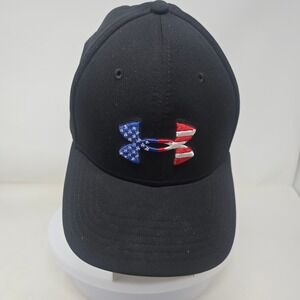 Under Armour Mens Blitzing Freedom Hat Black American Flag Logo Cap L/XL 1271814
